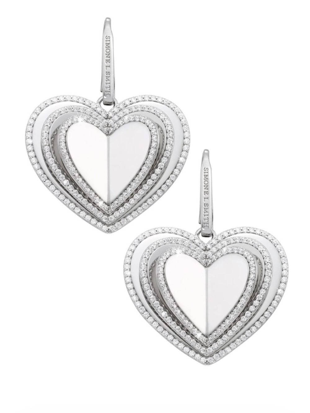 SIMONE I SMITH Book Of Love Drop Earrings Sterling Sillver .925 w/Platinum